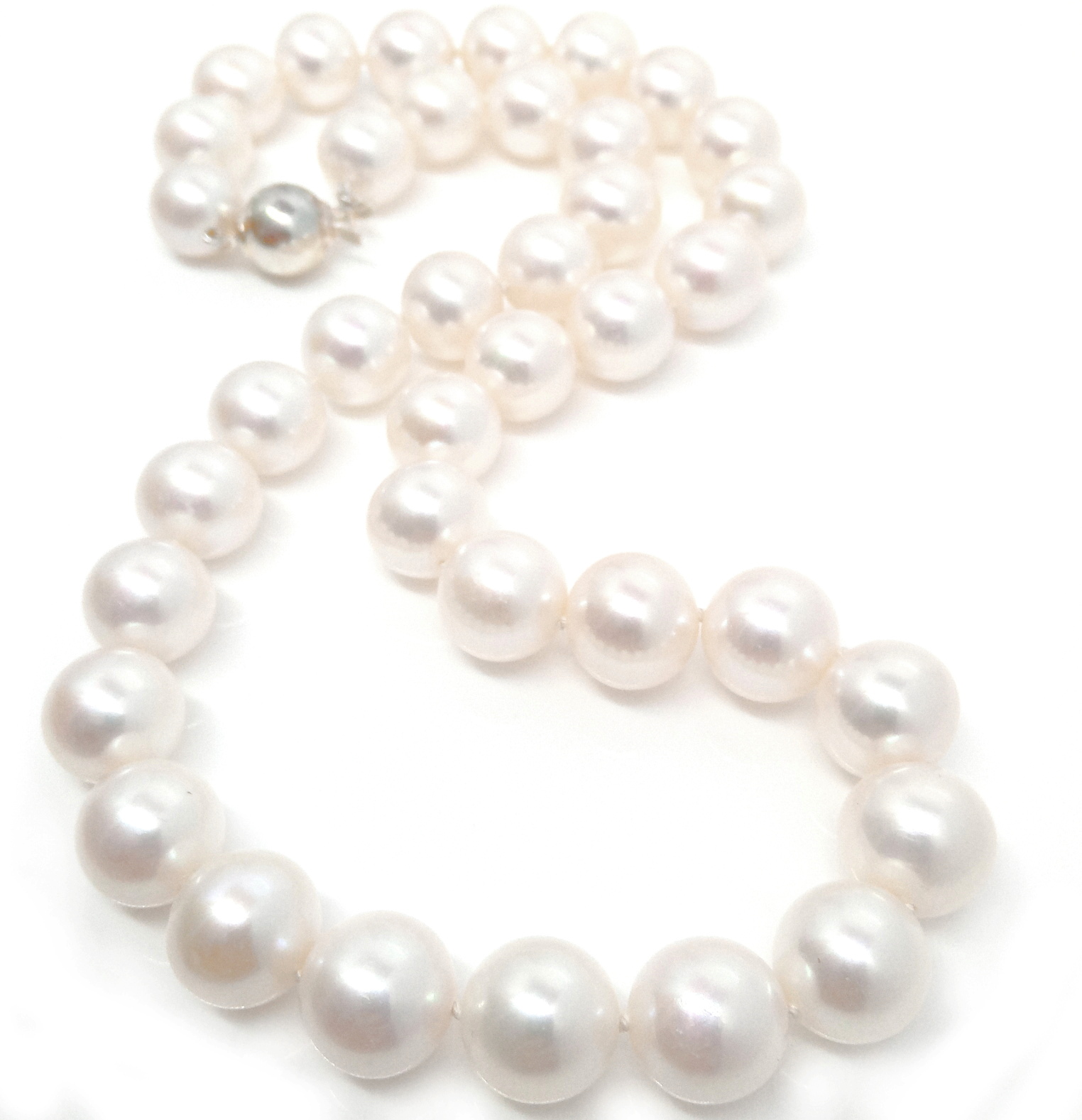 White Round 11.6-12.2mm Edison Pearls Necklace
